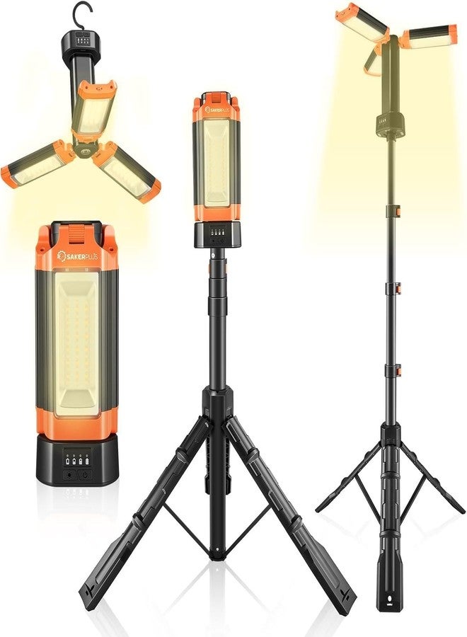 SakerPlus Camping Light-14000mAh Portable Rechargeable Outdoor Work Lamp ,Telescopic Tent Camping Lantern with Four Led Lamps,Ideal for Hiking,Camping - Image 1
