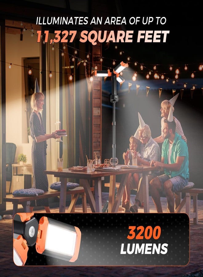 SakerPlus Camping Light-14000mAh Portable Rechargeable Outdoor Work Lamp ,Telescopic Tent Camping Lantern with Four Led Lamps,Ideal for Hiking,Camping - Image 4