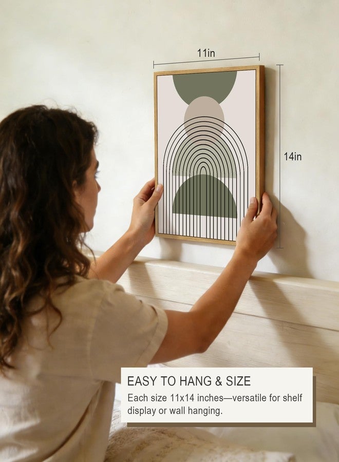 Drsoum لوحة جدارية بوهيمية من Drsoum مقاس 11×14 بوصة، لون أخضر مريمي، مؤطرة بإطار خشبي، تصميم بوهيمي عصري، أشكال هندسية تجريدية، مطبوعة على قماش، جاهزة للتعليق. - Image 4