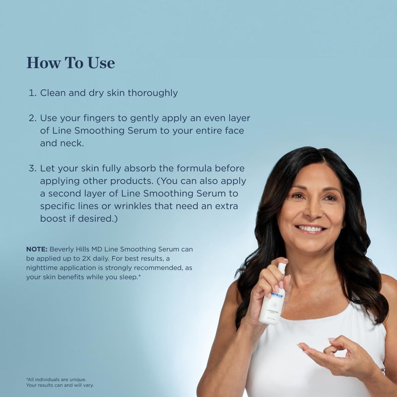 Beverly Hills MD Line Smoothing Serum Reduce Deep Wrinkles Smooth Skin AntiAging Serum for Firming and Hydrating Face Correct Fine Lines wAntioxidants Peptides Ginkgo Bilboa Extract Aloe - Image 4