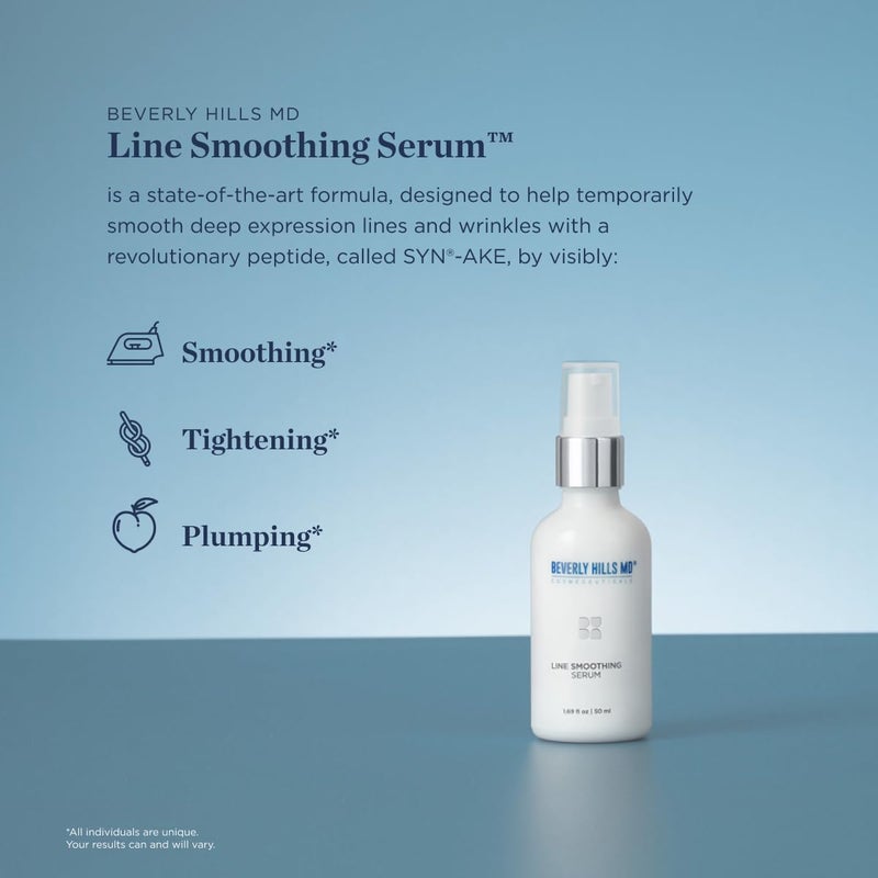 Beverly Hills MD Line Smoothing Serum Reduce Deep Wrinkles Smooth Skin AntiAging Serum for Firming and Hydrating Face Correct Fine Lines wAntioxidants Peptides Ginkgo Bilboa Extract Aloe - Image 2