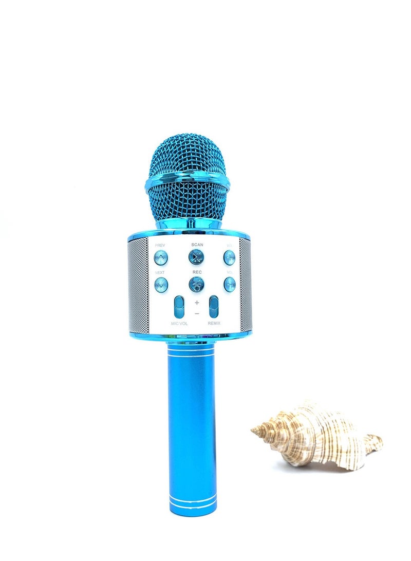 New WS858 Karaoke Wireless Bluetooth Microphone Home Singing Microphone Handheld KTV Audio Microphone (Blue)  - Image 1