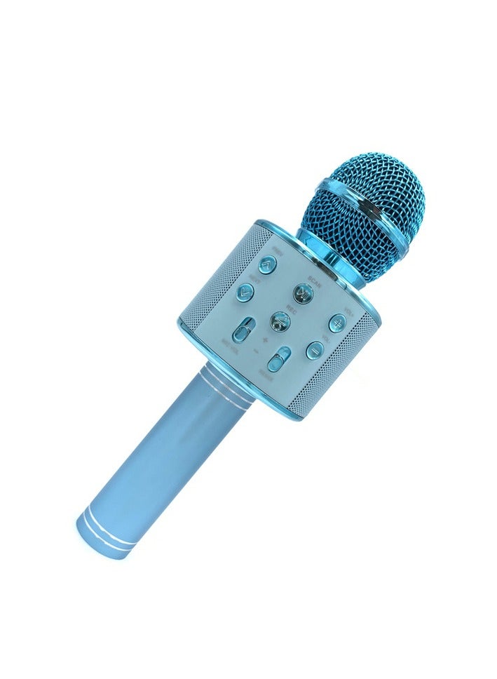 New WS858 Karaoke Wireless Bluetooth Microphone Home Singing Microphone Handheld KTV Audio Microphone (Blue)  - Image 3