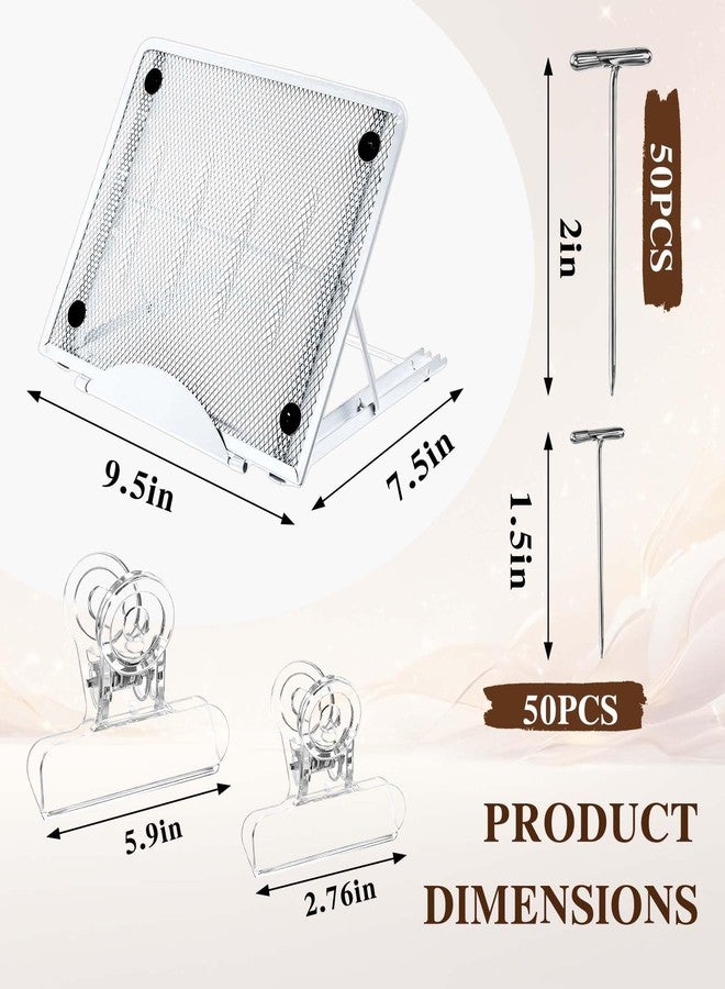 Lemecima 104 Pcs Macrame Board and Metal Adjustable Holder with T Pins Clips Macrame Supplies Double Sided Grids Macrame Project Board Macrame Tools for Braiding Cording Bracelet (11.8 x 11.8 Inch) - Image 3