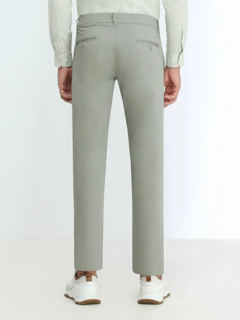 كيب Light Khaki Plain Woven Slim Fit Casual Cotton Blend Trousers