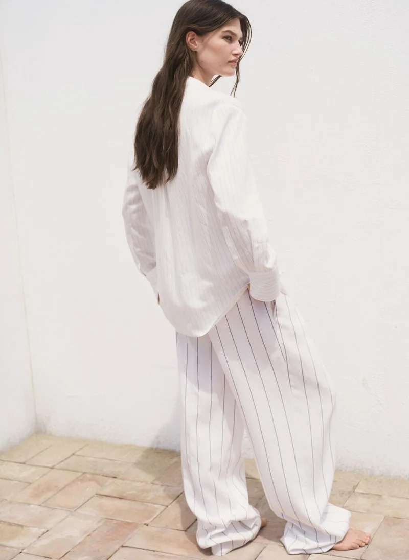 MANGO Semi-transparent striped shirt