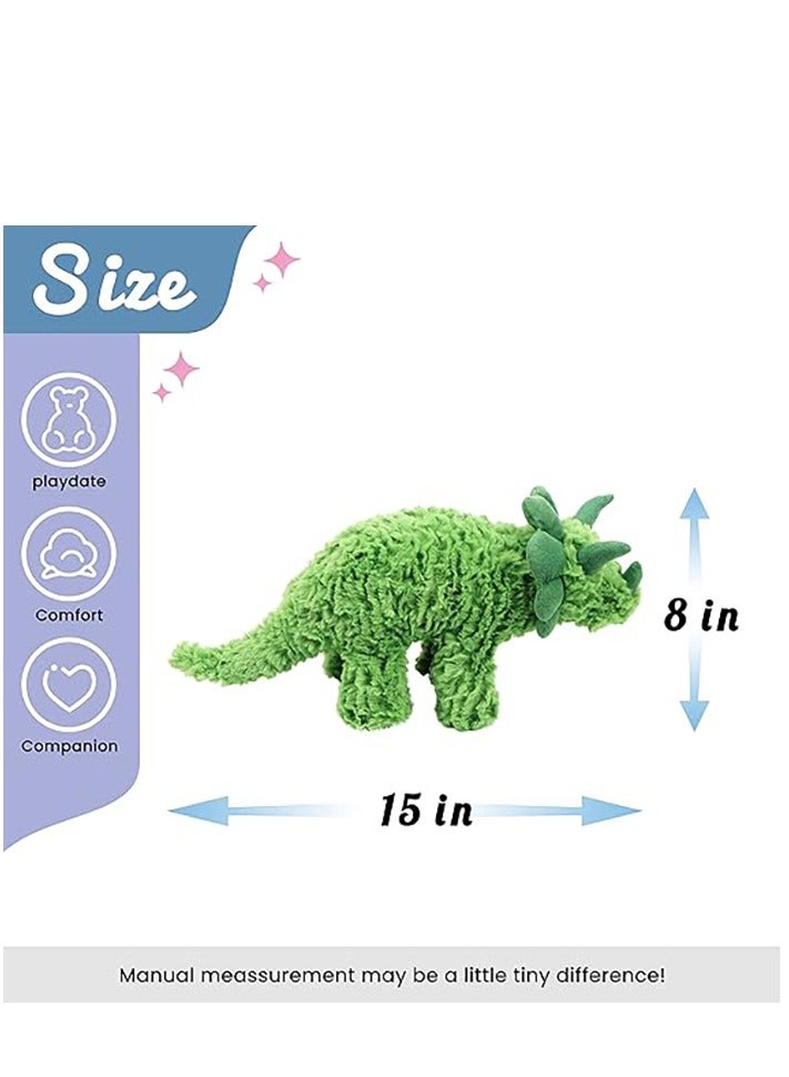KASTWAVE Soft Triceratops Stuffed Animal Soft Plushie Dinosaur Plush Toy Adorable Gift for Boys Girls Kids Toddlers, Green, 15'' - Image 3