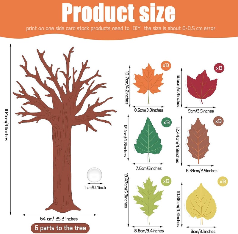 klarako 78 Pieces Classroom Tree Bulletin Board Set Autumn Thanksgiving Fall Tree Bulletin Board Decorations Fall Tree Cutout Maple Leaves Cutout for Classroom Home Decoration (Vintage Style) - Image 2