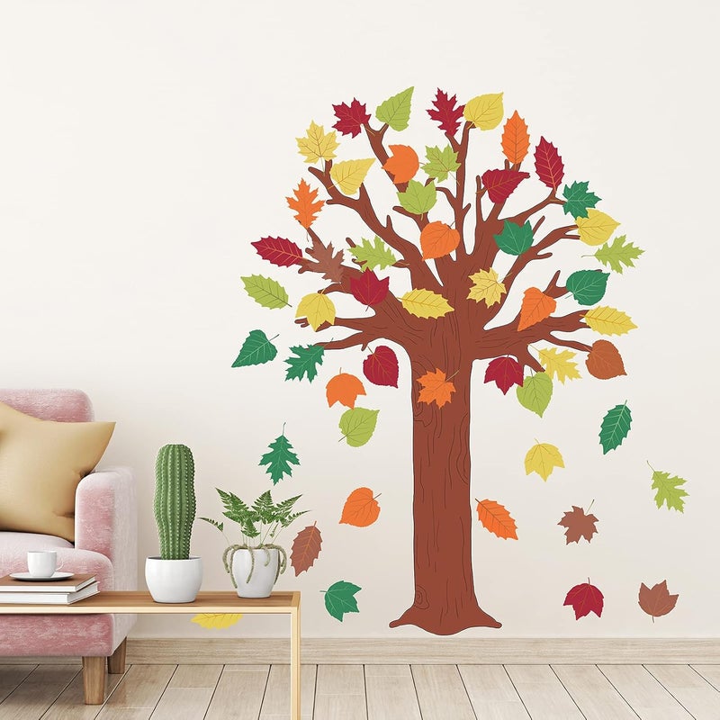 klarako 78 Pieces Classroom Tree Bulletin Board Set Autumn Thanksgiving Fall Tree Bulletin Board Decorations Fall Tree Cutout Maple Leaves Cutout for Classroom Home Decoration (Vintage Style) - Image 3