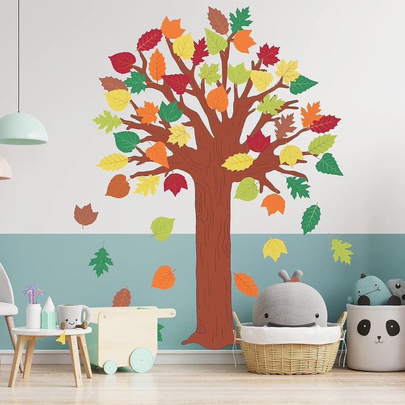 klarako 78 Pieces Classroom Tree Bulletin Board Set Autumn Thanksgiving Fall Tree Bulletin Board Decorations Fall Tree Cutout Maple Leaves Cutout for Classroom Home Decoration (Vintage Style) - Image 5