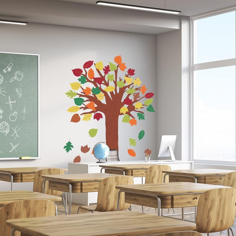 klarako 78 Pieces Classroom Tree Bulletin Board Set Autumn Thanksgiving Fall Tree Bulletin Board Decorations Fall Tree Cutout Maple Leaves Cutout for Classroom Home Decoration (Vintage Style) - Image 4
