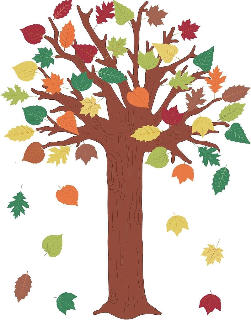 klarako 78 Pieces Classroom Tree Bulletin Board Set Autumn Thanksgiving Fall Tree Bulletin Board Decorations Fall Tree Cutout Maple Leaves Cutout for Classroom Home Decoration (Vintage Style) - Image 1