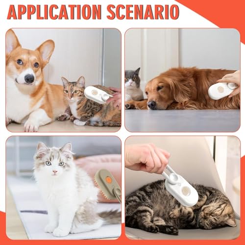 Style Keepers 3 In1 Pet Steam Brush - One-Touch Spray Pet Hair Removal Tool 360°Rotating Handle Cat Brush With Steam Silicone Massage Comb Cat Brush For Shedding Multifunctional Dog Hair Brush - Image 3
