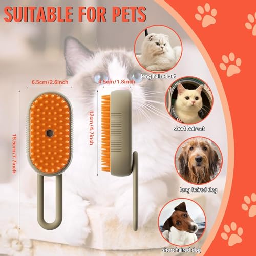 Style Keepers 3 In1 Pet Steam Brush - One-Touch Spray Pet Hair Removal Tool 360°Rotating Handle Cat Brush With Steam Silicone Massage Comb Cat Brush For Shedding Multifunctional Dog Hair Brush - Image 2