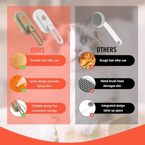 Style Keepers 3 In1 Pet Steam Brush - One-Touch Spray Pet Hair Removal Tool 360°Rotating Handle Cat Brush With Steam Silicone Massage Comb Cat Brush For Shedding Multifunctional Dog Hair Brush - Image 5