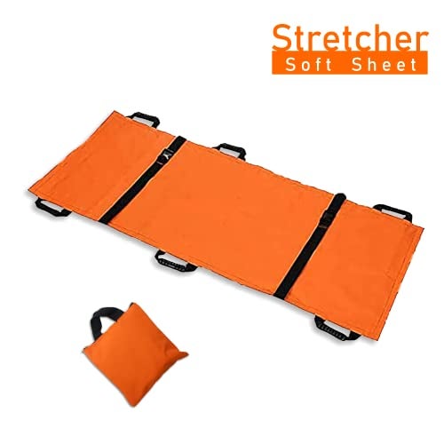 OTICA Nylon Foldable Soft Stretcher With Safety Belt,Emergency Medical Portable Stretcher For Patient,Foldable Patient Transport Stretcher With Handle With Carrying Bag(Orange),1 Count(Pack of 1) - Image 2