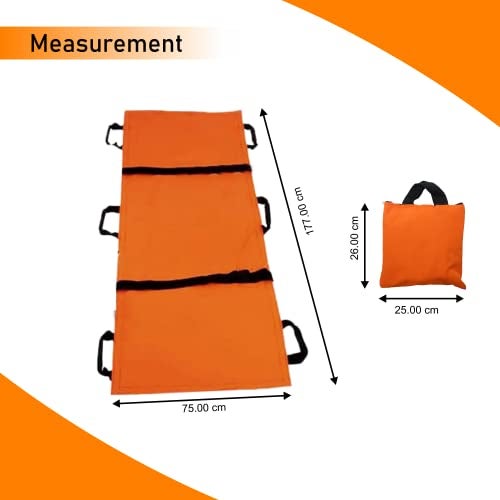OTICA Nylon Foldable Soft Stretcher With Safety Belt,Emergency Medical Portable Stretcher For Patient,Foldable Patient Transport Stretcher With Handle With Carrying Bag(Orange),1 Count(Pack of 1) - Image 3