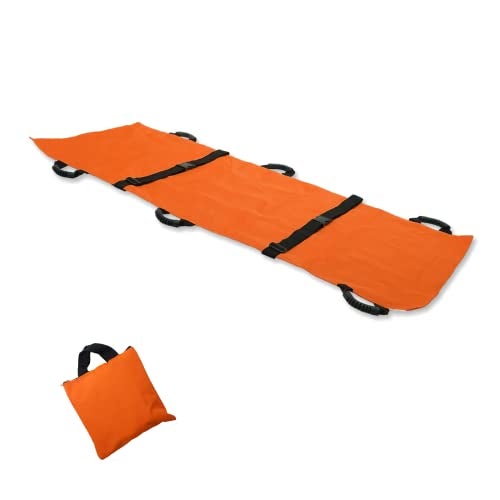 OTICA Nylon Foldable Soft Stretcher With Safety Belt,Emergency Medical Portable Stretcher For Patient,Foldable Patient Transport Stretcher With Handle With Carrying Bag(Orange),1 Count(Pack of 1) - Image 1