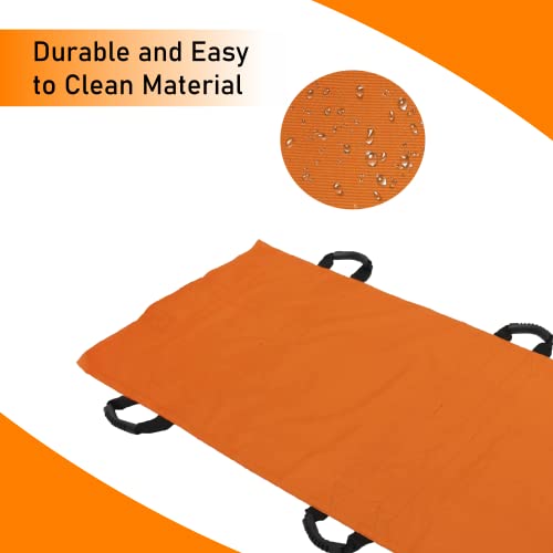 OTICA Nylon Foldable Soft Stretcher With Safety Belt,Emergency Medical Portable Stretcher For Patient,Foldable Patient Transport Stretcher With Handle With Carrying Bag(Orange),1 Count(Pack of 1) - Image 5