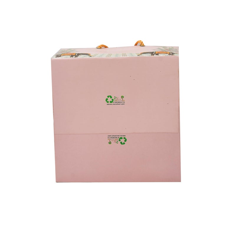 PPJ ® - PINK ELEPHANT WEDDING CARPET (10 Pcs.) (WEDDING HAMPER / SWEET BOX 500G / CAKE/ GHEVAR) PAPER CARRY BAG, 8 Inch X 8 Inch X 6 Inch for DIWALI/WEDDING/FUNCTION/BIRTHDAY/RETURN GIFTS/CHRISTMAS/GIFT BAGS/GIFT COVERS (Pack of 10) - Image 4