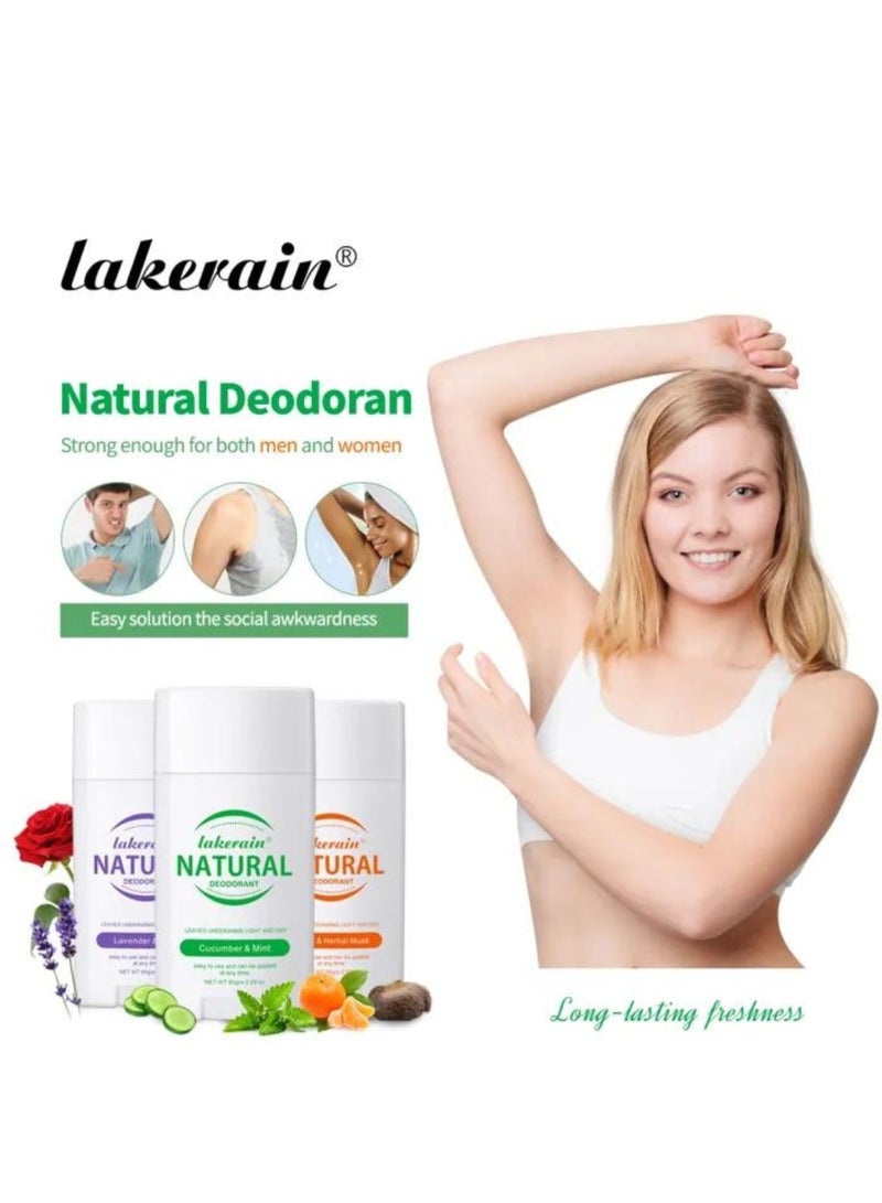 lakerain مزيل عرق طبيعي على شكل عصا يدوم طوال اليوم آمن وخالي من القسوة تحكم طويل الأمد في الروائح مزيل عرق طبيعي للنساء والرجال مزيل عرق تحت الإبط برائحة الحمضيات والمسك العشبي - Image 3