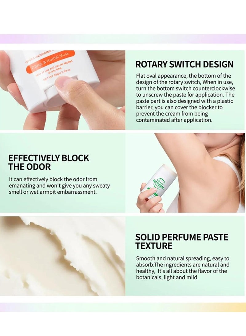 lakerain مزيل عرق طبيعي على شكل عصا يدوم طوال اليوم آمن وخالي من القسوة تحكم طويل الأمد في الروائح مزيل عرق طبيعي للنساء والرجال مزيل عرق تحت الإبط برائحة الحمضيات والمسك العشبي - Image 4