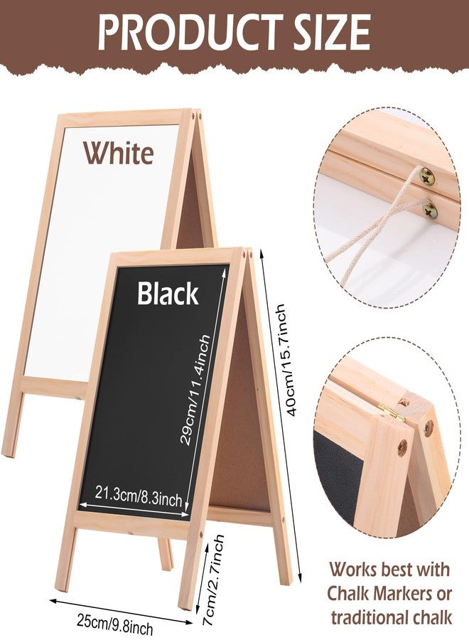 Qilery 4 Pieces A Frame Tabletop Double Sided Chalkboard Sign Gifts for 10 x 16 Inch Double Sided Chalkboard Wooden A Frame Sandwich Board Signs for Tabletop Restaurant Wedding Business - Image 3