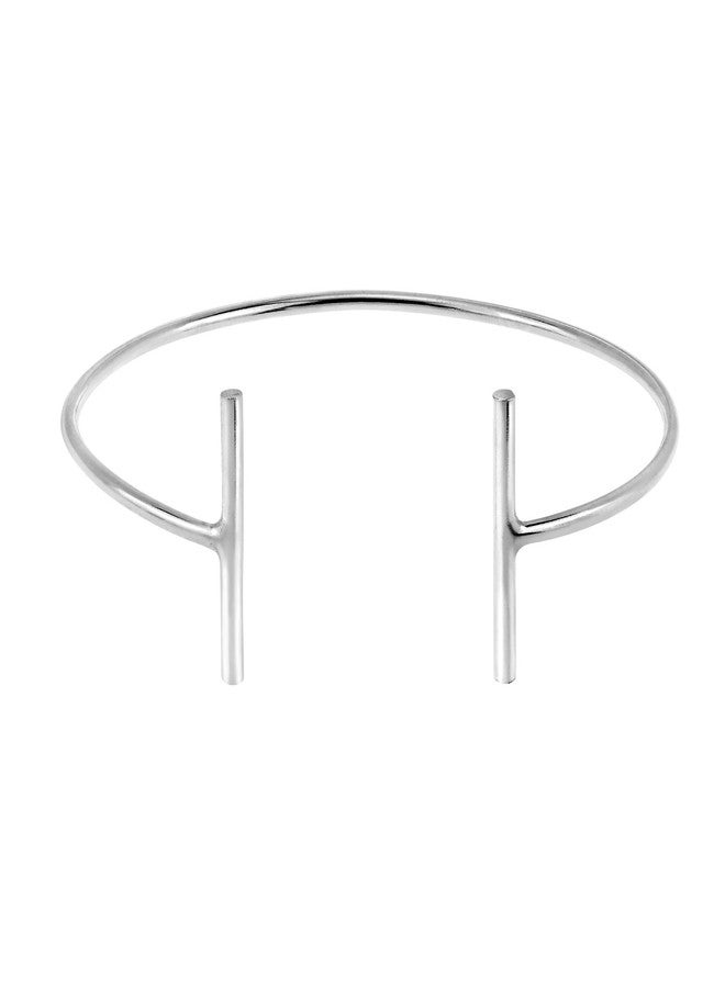 ايرافيدا سوار أيرافيدا العصري بتصميم حرف T، مصنوع من الفضة الإسترليني عيار 925، مفتوح الطرفين وقابل للتعديل | أساور من الفضة الإسترليني | هدايا مجوهرات للنساء - Image 1