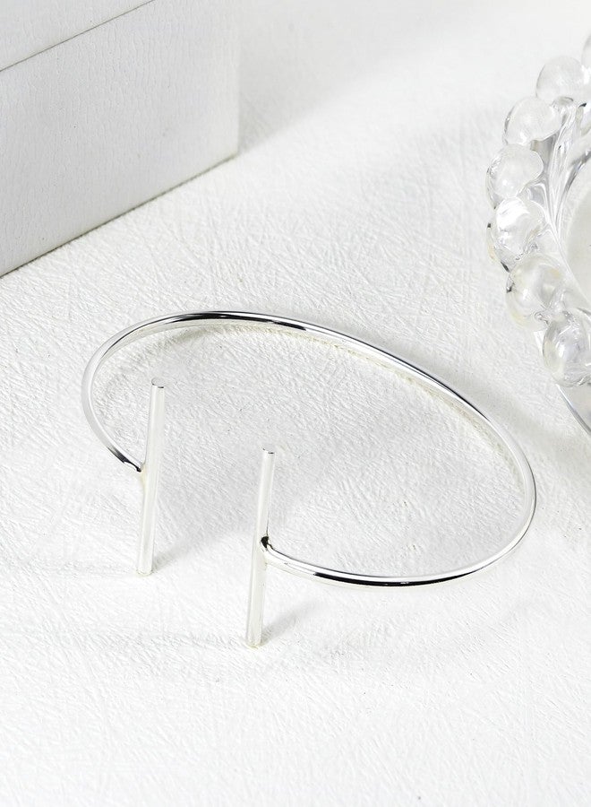 ايرافيدا سوار أيرافيدا العصري بتصميم حرف T، مصنوع من الفضة الإسترليني عيار 925، مفتوح الطرفين وقابل للتعديل | أساور من الفضة الإسترليني | هدايا مجوهرات للنساء - Image 2