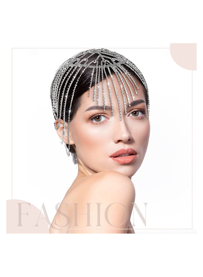 إسكدنيا 2 Pcs 1920s Headpiece Accessories for Women Crystal Rhinestone Head Chain Jewelry Headpieces for Flapper Woman Wedding Girls Cosplay Cleopatra Costume Gatsby Theme Party Belly Dance Delicate - Image 2