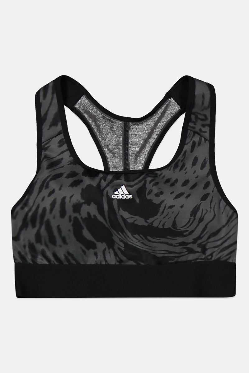 Adidas Kids Girl Padded Unlined Power React Sports Bra, Black/White  - Image 1