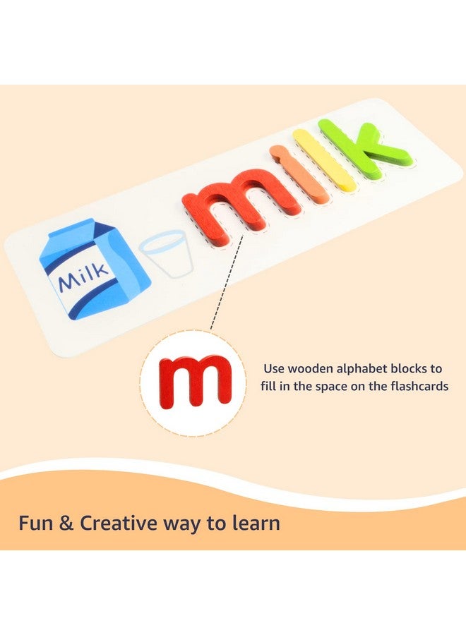 Cubelelo Spelling Game|Learn To Spell With Wooden Alphabet Blocks&Flash Cards|Early Educational Preschool Interactive Learning Activity Game Toy For Kids Children Boys & Girls - Image 2