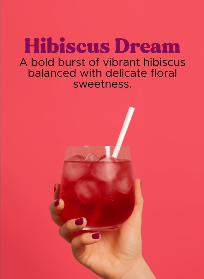 Hibiscus Dream, Daily Hydration, Sugar Free Electrolyte Powder Drink Mix With Vitamins And Zinc, No Aftertaste, Hibiscus Flavor, 14 Sachets