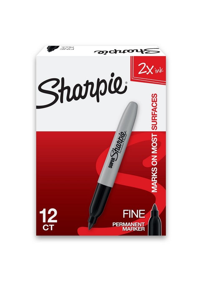 Sharpie Sharpie Super Permanent Markers, Fine Point, Black, 12 Count  - Image 1