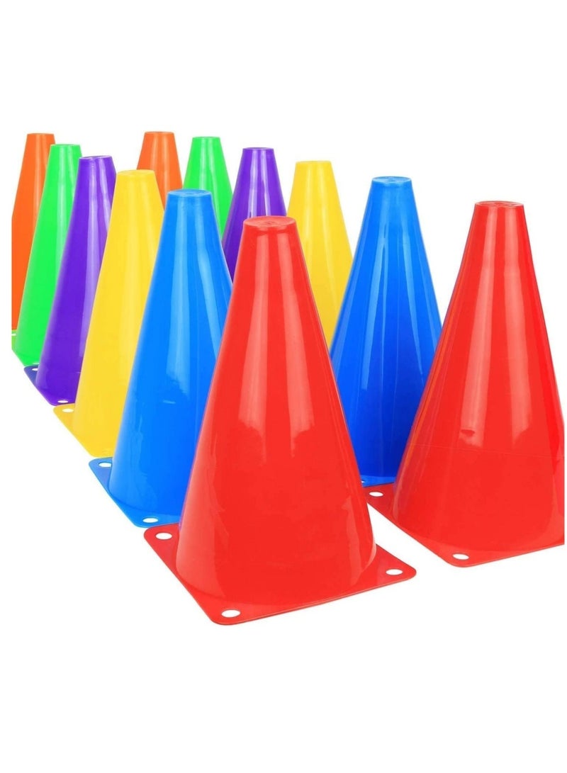 كوول تشيك مخالب المرور - 12 قطعة لممارسة كرة القدم والكرة الطائرة والتدريبات الخارجية وفعاليات الأعياد بألوان متنوعة عشوائية (7 بوصة/18 سم) - Image 1