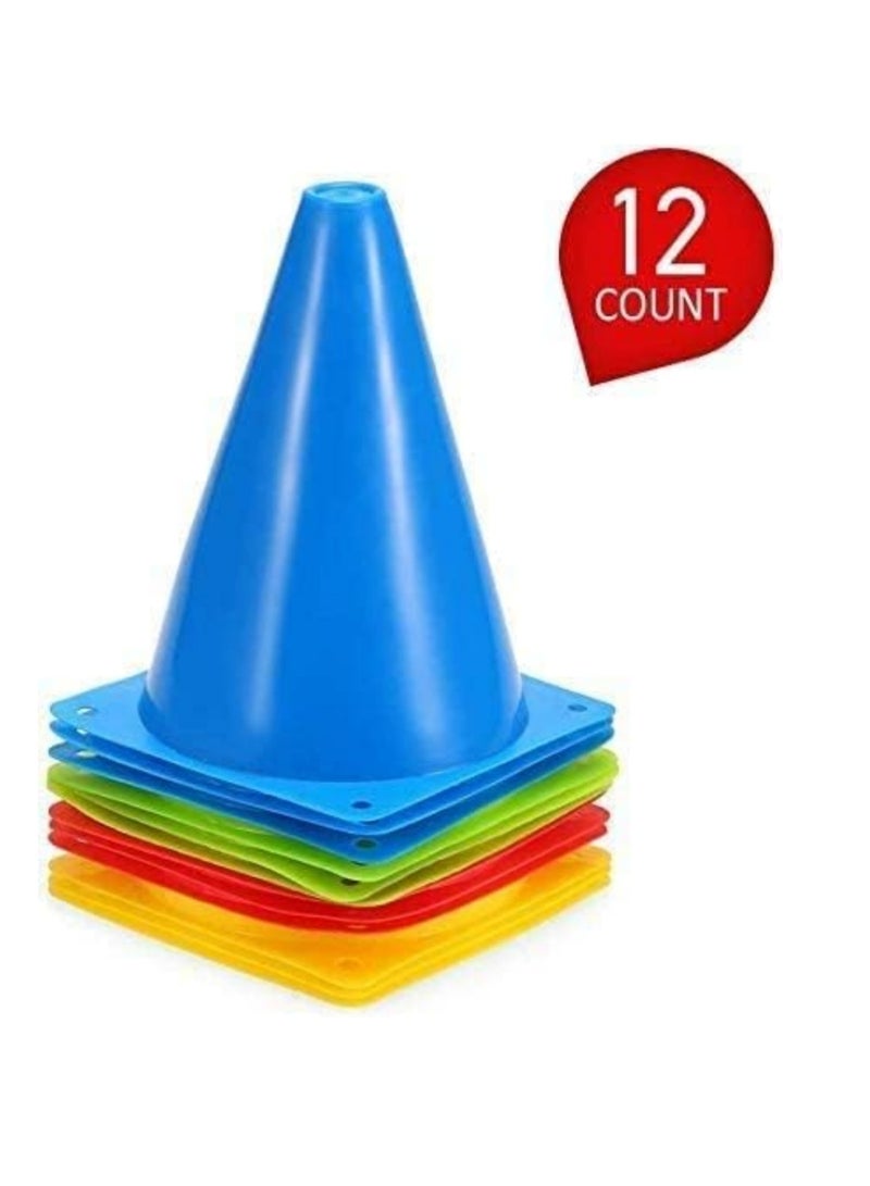 كوول تشيك مخالب المرور - 12 قطعة لممارسة كرة القدم والكرة الطائرة والتدريبات الخارجية وفعاليات الأعياد بألوان متنوعة عشوائية (7 بوصة/18 سم) - Image 4
