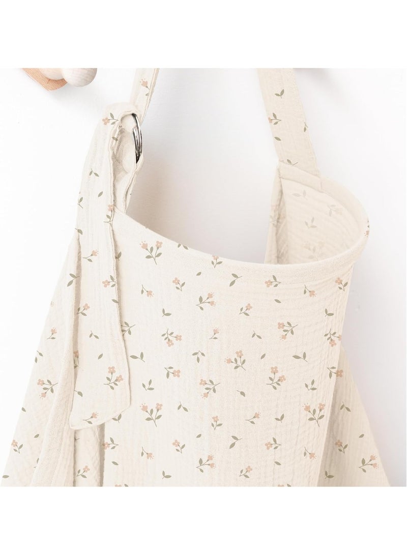Muslin Nursing Covers for Breastfeeding, Privacy Breast Feeding Cover with Arch Neckline for Mom and Baby, Breathable 100% Cotton Nursing Apron Multi-use Stroller Cover - Image 1