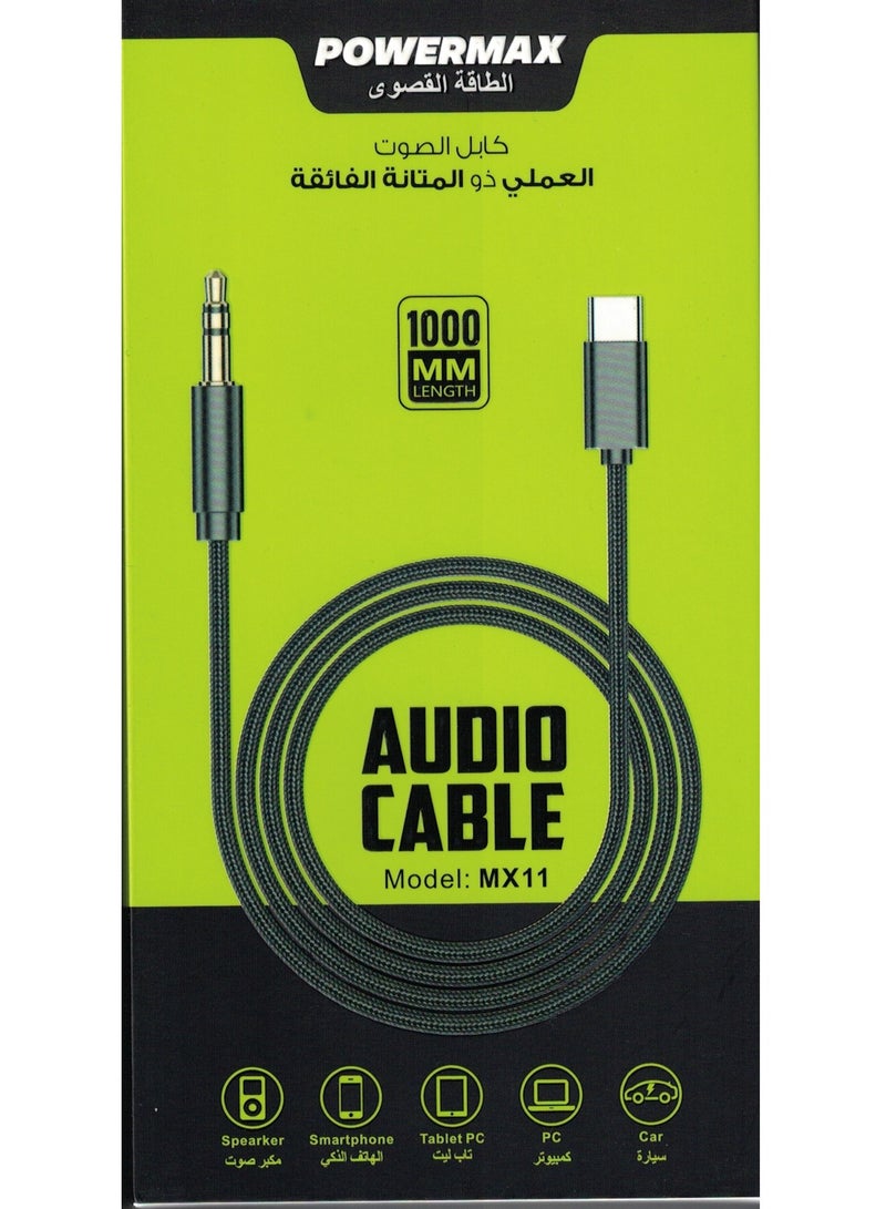 باور ماكس كيبل محول صوت USB 3.1 نوع C ذكر الى 3.5 ملم ذكر ايه يو اكس، محول Tpye-C للسيارة، كيبل محول صوت متوافق مع سماعة الراس ذكر للاستماع والاغاني والمكالمات - Image 1