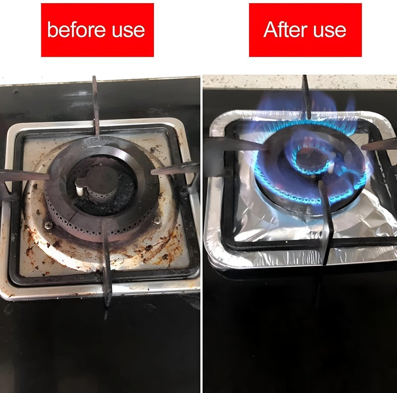 Stove Burner Covers - Durable Aluminum Foil Liners for Gas Burners, Disposable and Easy to Use, Prevent Oil and Food Spills, Keep Your Stove Clean and Mess-Free in Seconds (option 30pcs) - Image 4