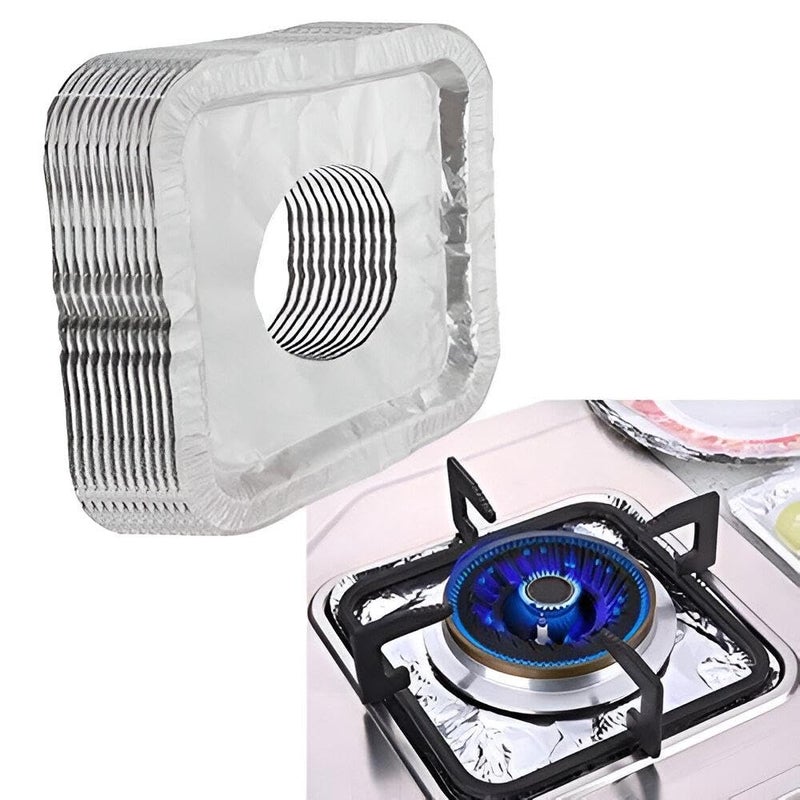 Stove Burner Covers - Durable Aluminum Foil Liners for Gas Burners, Disposable and Easy to Use, Prevent Oil and Food Spills, Keep Your Stove Clean and Mess-Free in Seconds (option 30pcs) - Image 1