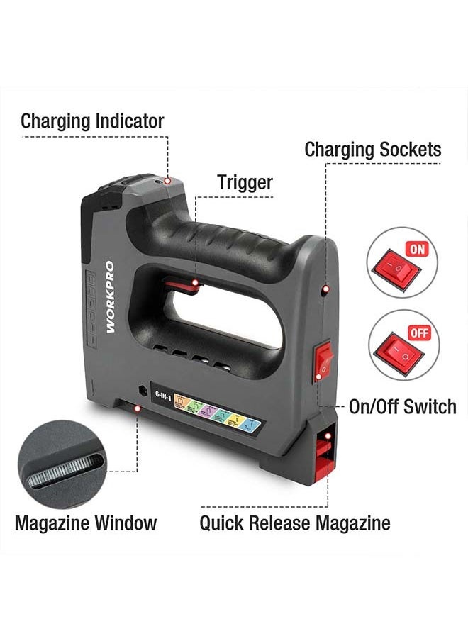 WORKPRO WORKPRO 6 in 1 Cordless Staple Gun, 3.6V Rechargeable Electric Stapler  - Image 3