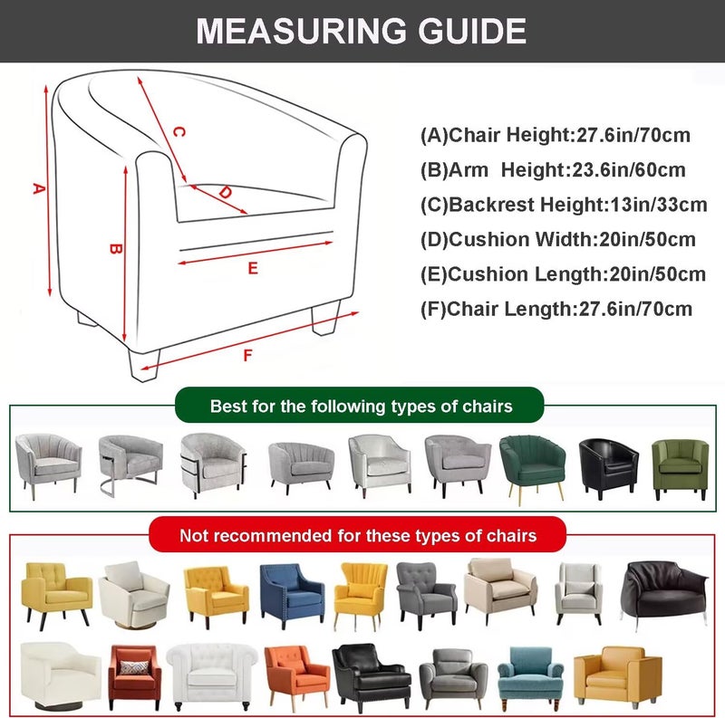 NILUOH Club Chair Slipcover 2-Piece Stretch Barrel Chair Covers Jacquard Tub Chair Slipcovers Soft Armchair Sofa Covers for Living Room - Image 3