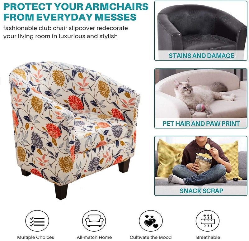 NILUOH Club Chair Slipcover 2-Piece Stretch Barrel Chair Covers Jacquard Tub Chair Slipcovers Soft Armchair Sofa Covers for Living Room - Image 4