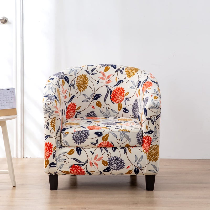 NILUOH Club Chair Slipcover 2-Piece Stretch Barrel Chair Covers Jacquard Tub Chair Slipcovers Soft Armchair Sofa Covers for Living Room - Image 2