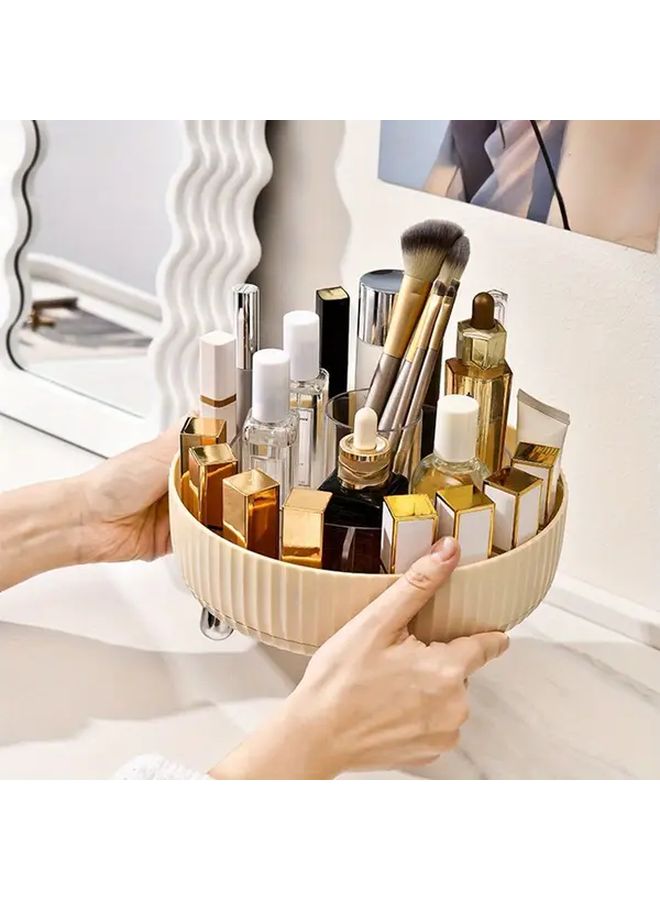 Pearl White 360 Degree Rotating Makeup Organizer With 6 Compartments No Assembly Required - Image 5