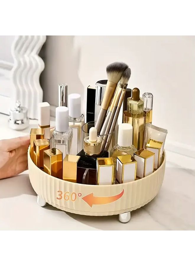 Pearl White 360 Degree Rotating Makeup Organizer With 6 Compartments No Assembly Required - Image 2