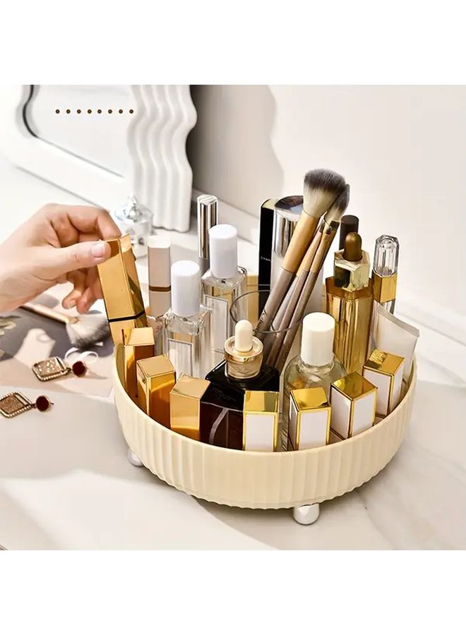 Pearl White 360 Degree Rotating Makeup Organizer With 6 Compartments No Assembly Required - Image 1