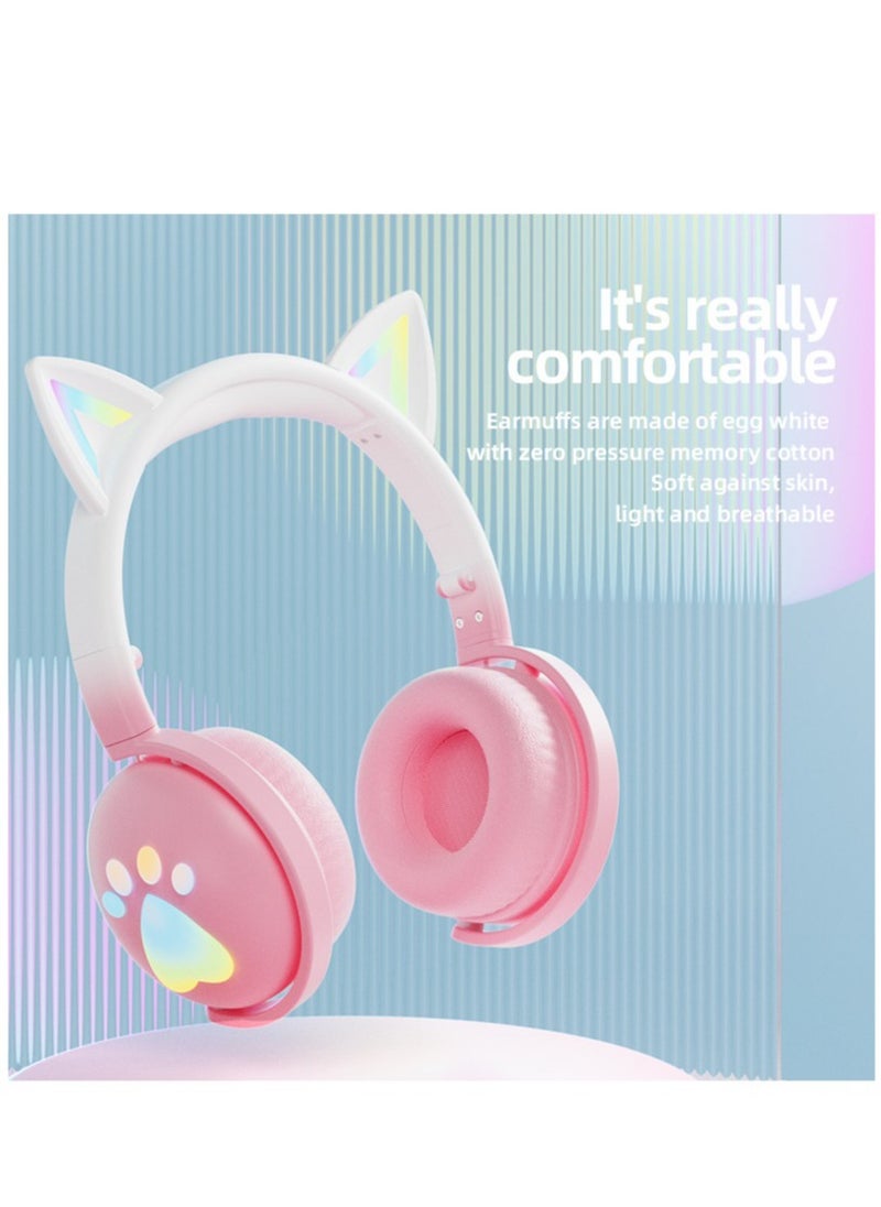 GULFLINK KE-28 Headphone Cute Computer Gaming Over Ear Wireless Headphones Bluetooth Headset Pink  - Image 2