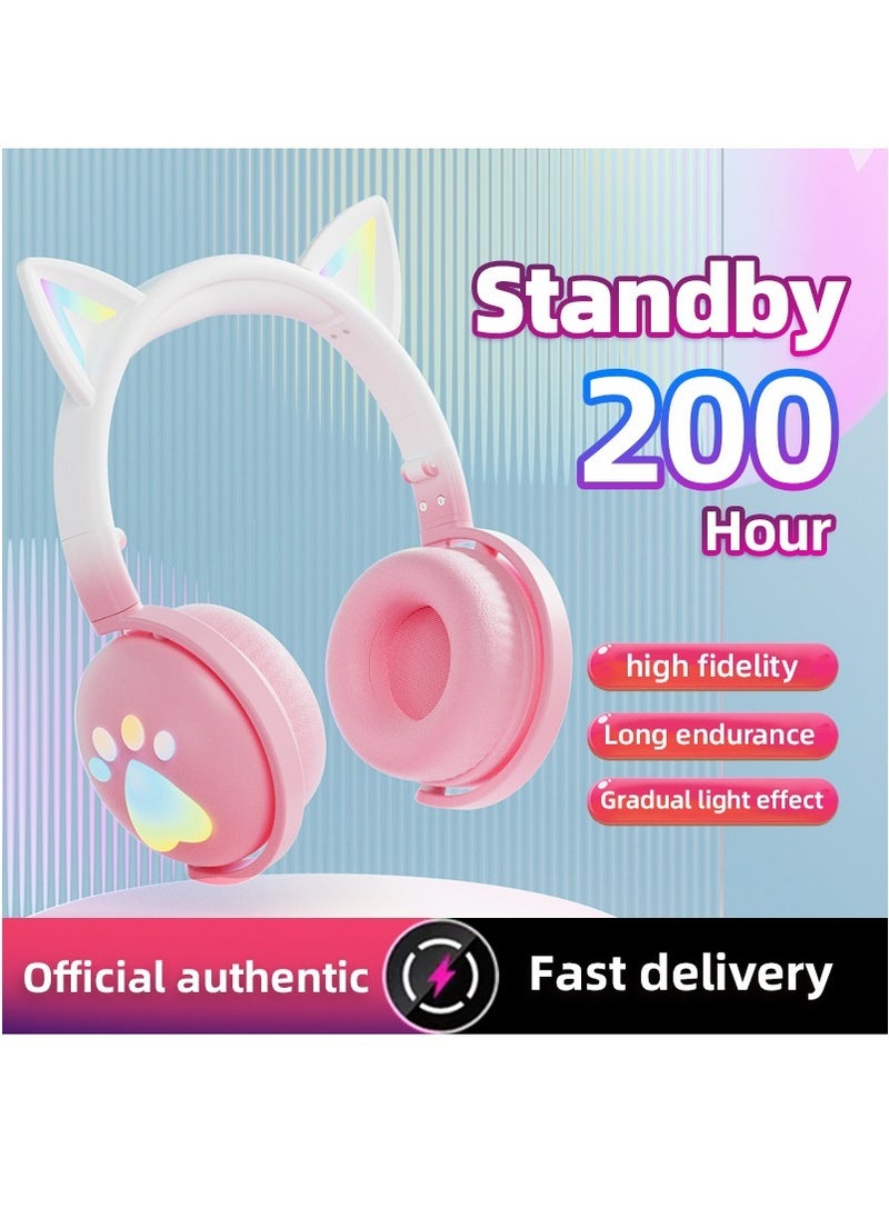 GULFLINK KE-28 Headphone Cute Computer Gaming Over Ear Wireless Headphones Bluetooth Headset Pink  - Image 3