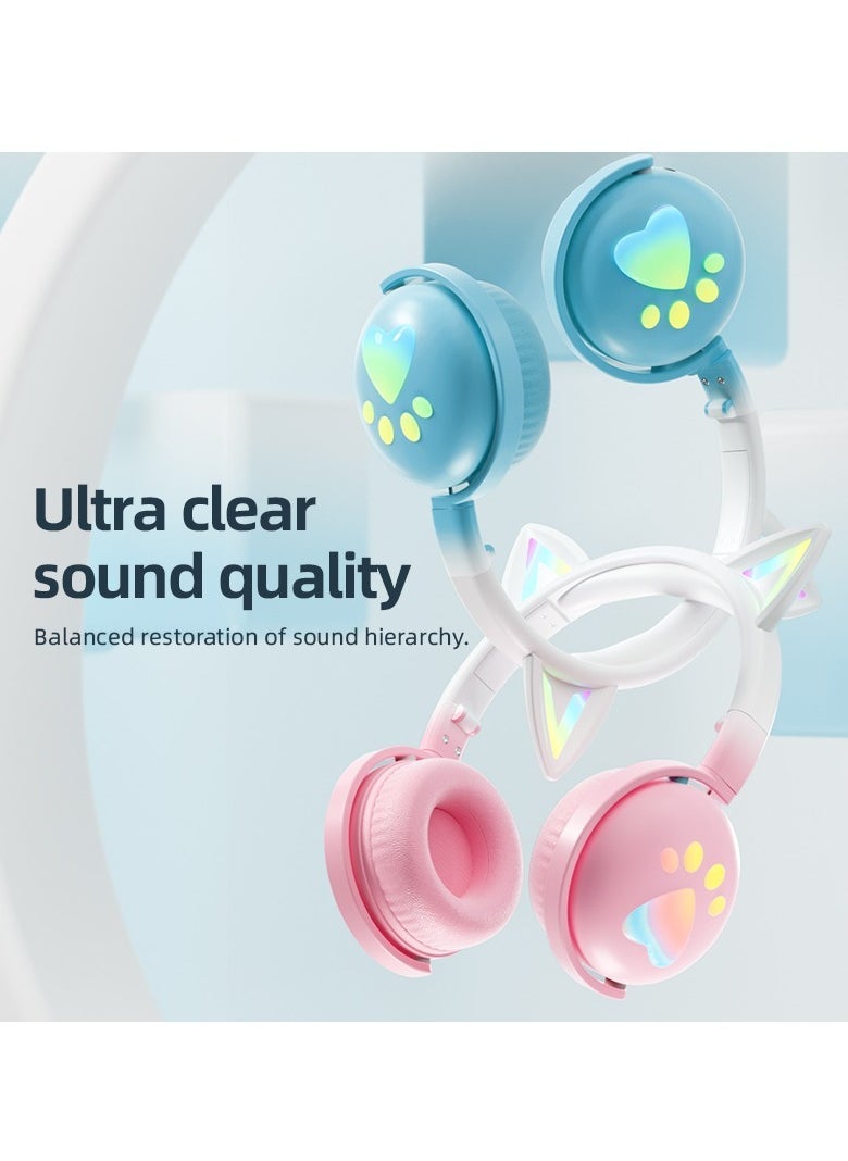 GULFLINK KE-28 Headphone Cute Computer Gaming Over Ear Wireless Headphones Bluetooth Headset Pink  - Image 5